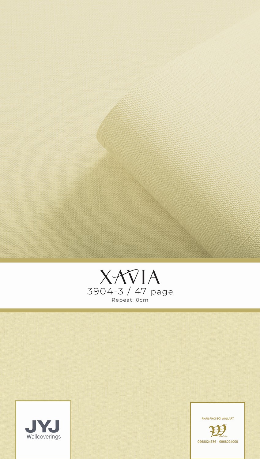 Giấy dán tường giả vải màu vàng Xavia 3904-3